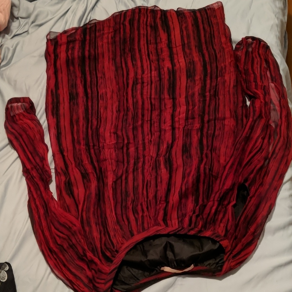 Red and black striped dress